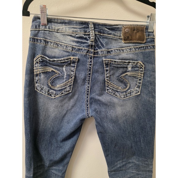Silver Jeans Co Boyfriend Distressed Skinny Jeans W27L29 Medium Wash Fluid Denim - Picture 9 of 9